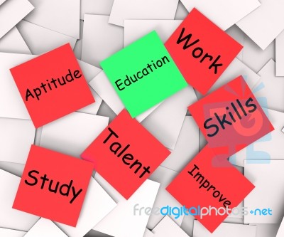 Education Post-it Note Shows Skills Learning And Improvement Stock Image