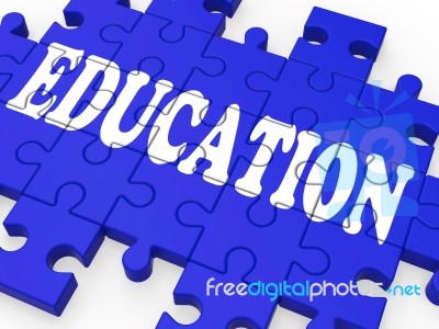 Education Puzzle Showing University Studies Stock Image