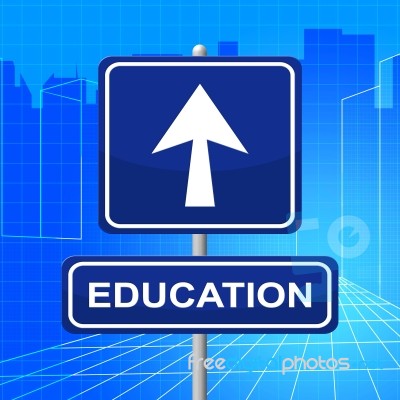 Education Sign Indicates Study Educate And Arrow Stock Image