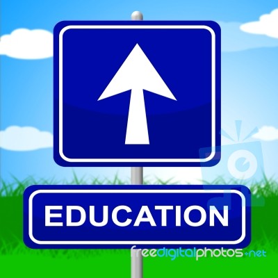 Education Sign Shows Placard Signboard And Study Stock Image