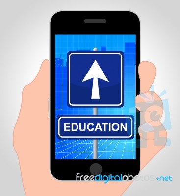 Education Smartphone Shows Studying 3d Illustration Stock Image