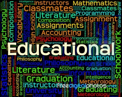 Educational Word Represents College Learned And University Stock Image