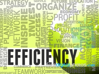 Efficiency Words Indicates Efficacy Productive And Effectiveness… Stock Image