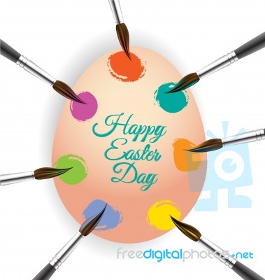 Egg And Brush For Easter Day Card Stock Image