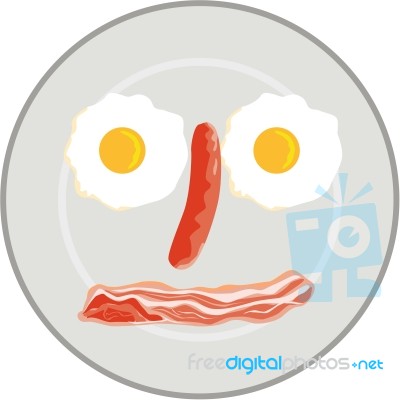 Egg Sausage Bacon Face Retro Stock Image