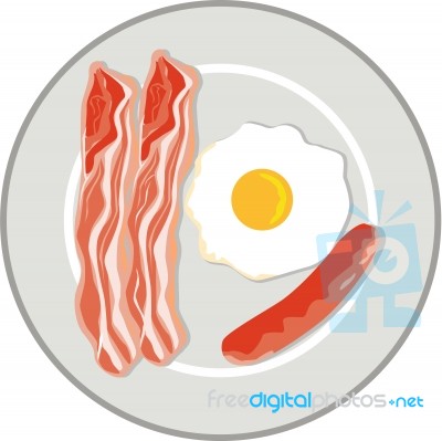 Egg Sausage Bacon Plate Retro Stock Image