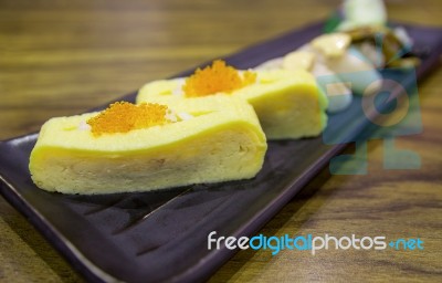 Egg Sushi Japanese Food Stock Photo