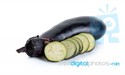 Eggplant Isolated On The White Background Stock Photo