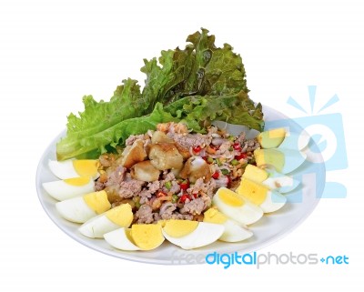 Eggplant Salad Isolated On The White Background Stock Photo