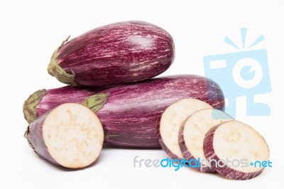 Eggplants Isolated On A White Background Stock Photo