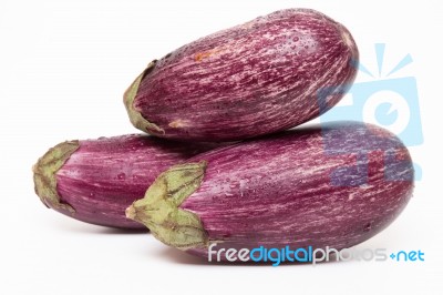 Eggplants Isolated On A White Background Stock Photo