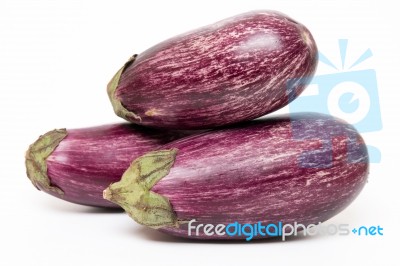 Eggplants Isolated On A White Background Stock Photo