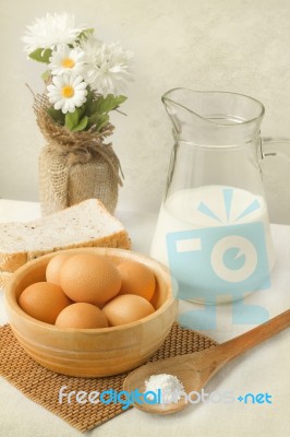 Eggs And Milk Stock Photo