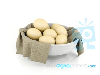 Eggs In A Bowl Isolated Stock Image