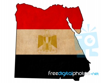 Egypt Map On Egypt Flag Drawing ,grunge And Retro Flag Series Stock Image