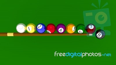 Eight Ball Pool - Trick Shot Of Rolling Balls On Stick Stock Image