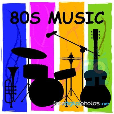 Eighties Music Indicates Sound Track And Audio Stock Image