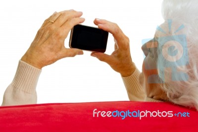 Elder Woman With Smart Phone Stock Photo