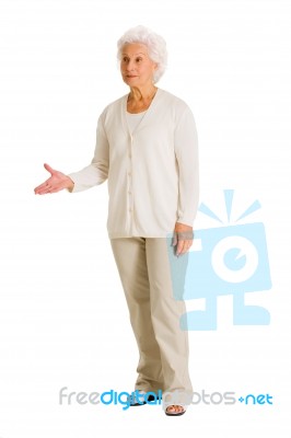 Elderly Woman Gesturing Stock Photo