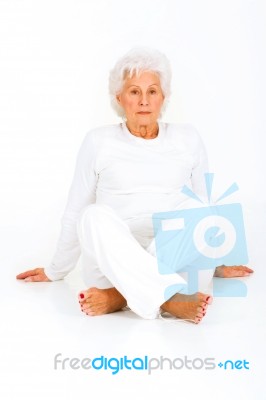 Elderly Woman Sitting Stock Photo