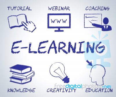 Elearning Online Represents Web Site And Educate Stock Image