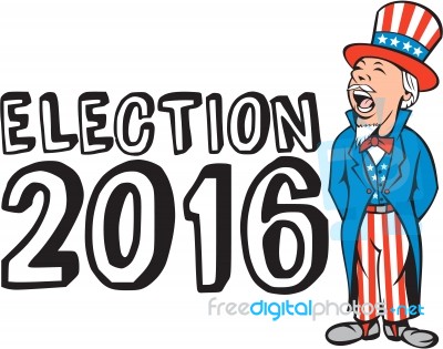 Election 2016 Uncle Sam Shouting Retro Stock Image