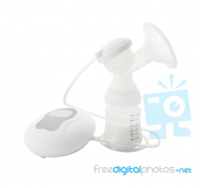 Electric Breast Pump Kit On White Background Stock Photo