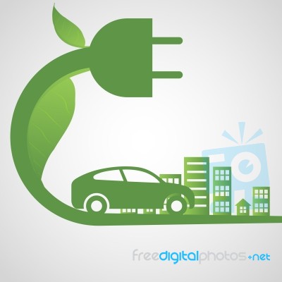 Electric Car And Electrical Charging Station Symbol Icon Stock Image