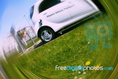 Electric Car recharging station Stock Photo