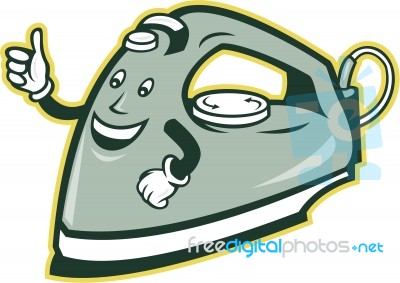 Electric Iron Mascot Thumbs Up Cartoon Stock Image