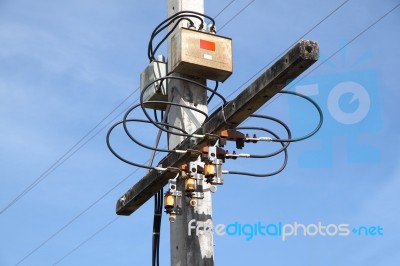 Electric Pole Junction Stock Photo