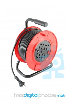 Electric Power Extension Round Box On White Background Stock Photo