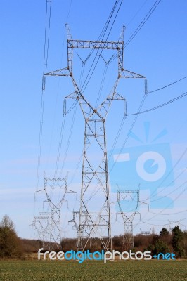 Electric Pylons Stock Photo