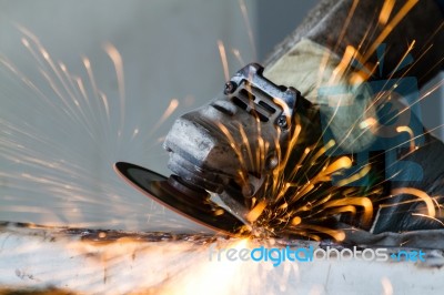 Electric Wheel Grinding Stock Photo