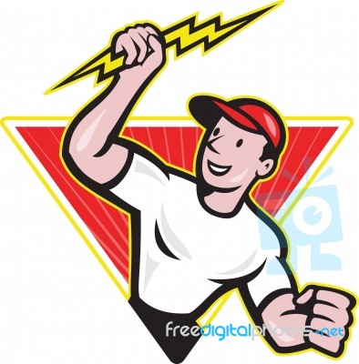 Electrician Construction Worker Cartoon Stock Image