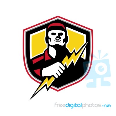 Electrician Thunderbolt Crest Mascot Stock Image