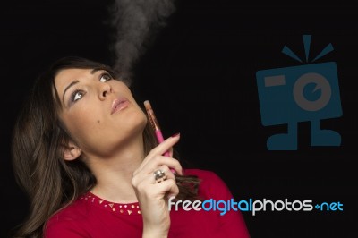 Electronic Cigarette And Smoke Stock Photo