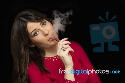 Electronic Cigarette,  Looking At Camera Stock Photo