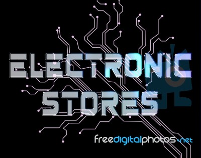 Electronic Stores Indicates Electronics Retail And Trade Stock Image