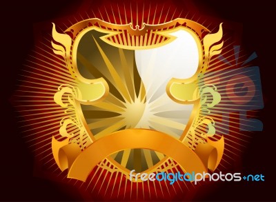 Elegant Gold Shield Design Stock Image