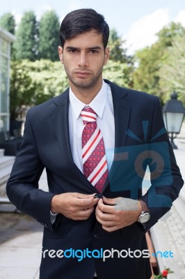 Elegant Young Business Man In Suits Stock Photo