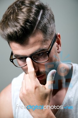 Elegant Young Handsome Man. Studio Fashion Portrait Stock Photo