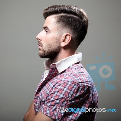 Elegant Young Handsome Man. Studio Fashion Portrait Stock Photo