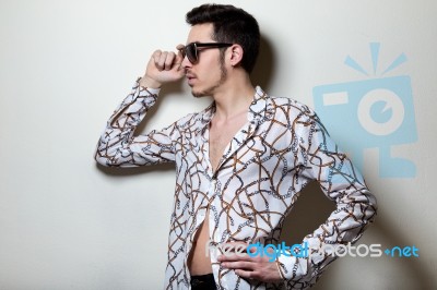 Elegant Young Handsome Man. Studio Fashion Portrait Stock Photo