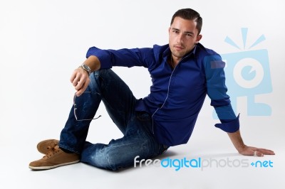 Elegant Young Handsome Man. Studio Fashion Portrait Stock Photo