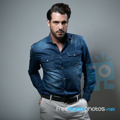 Elegant Young Handsome Man. Studio Fashion Portrait Stock Photo