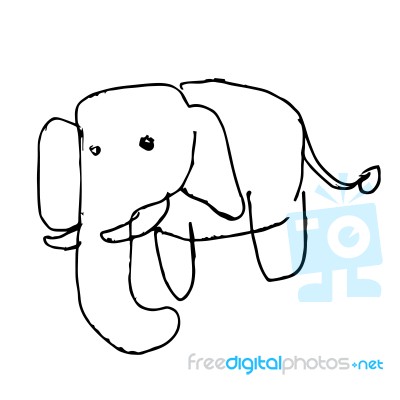 Elephant Doodle Hand Drawn Stock Image