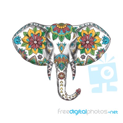 Elephant Head Mandala Tattoo Stock Image