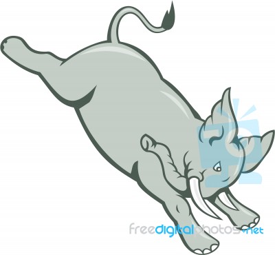 Elephant Jumping Bucking Isolated Cartoon Stock Image