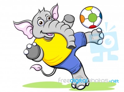 Elephant Kicking Football Stock Image